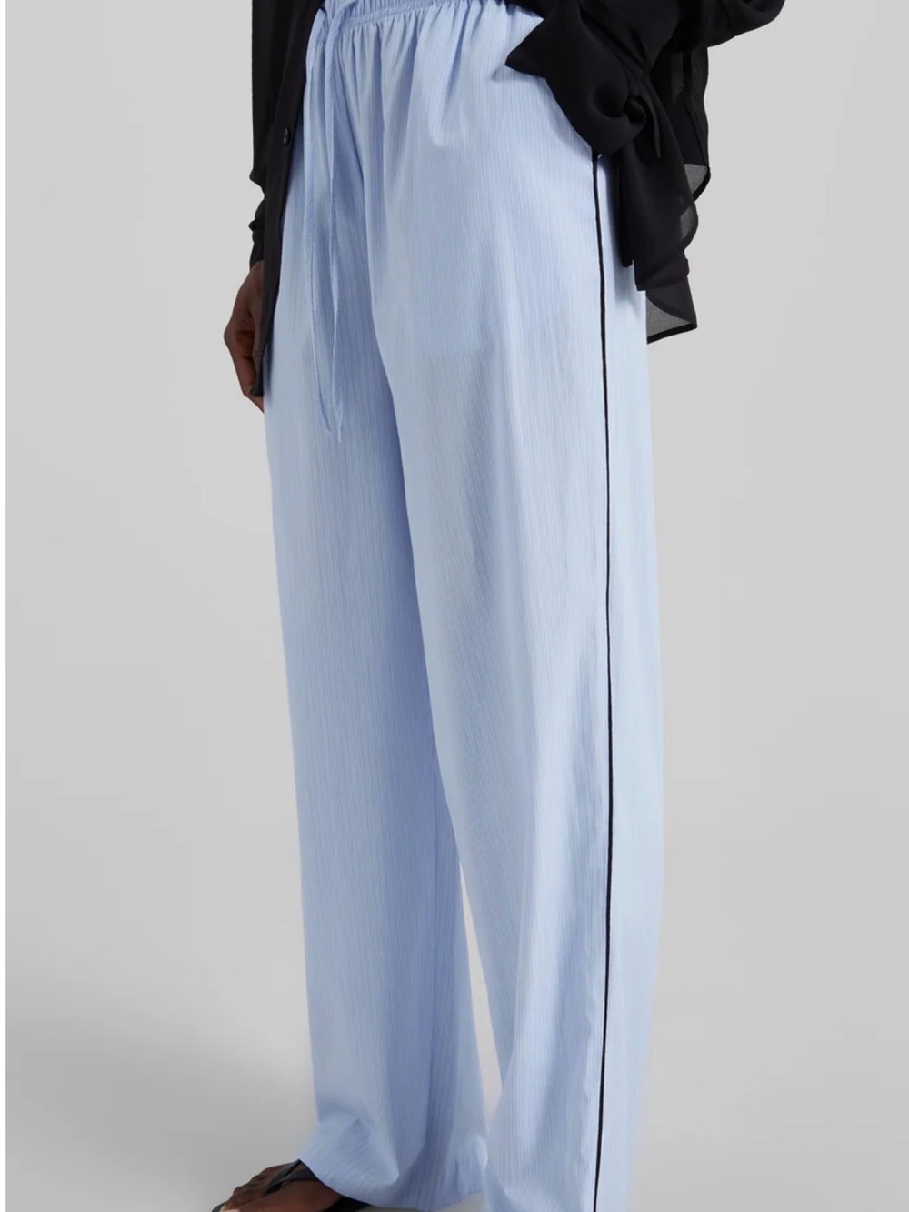 NWT The Frankie Shop Porto Contrast Piped Pants Size Small Blue/ White Stripe
